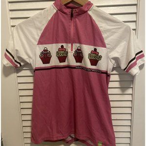 Sugoi Girls Youth Cycling Jersey size XL Short Sleeve Cupcakes Pink back pocket